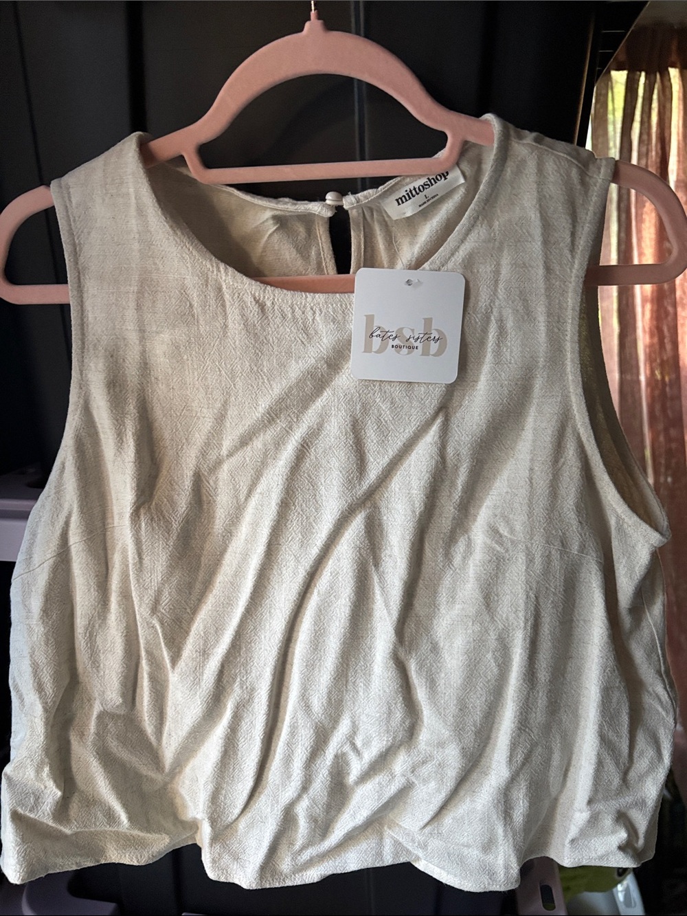 Bates Sisters Boutique Mittoshop Cream Textured Sleeveless Tank SET